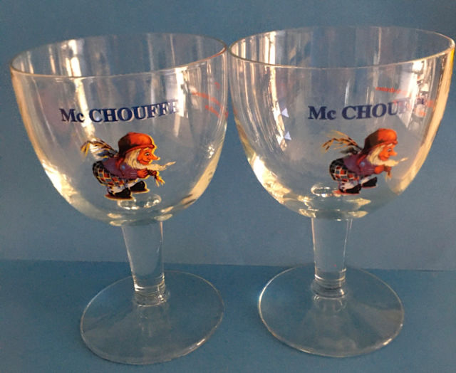 Belgium Beer Glasses 250ml x 2 McChouffe Malcolm La Chouffe