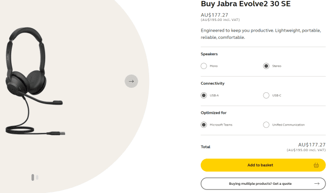 Jabra Evolve2 30 SE Headset 