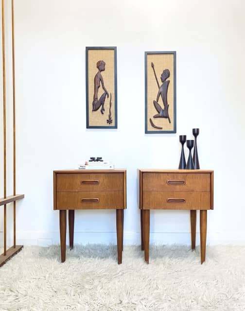 Pending Mid Century teak bedside table, Parker era. Bedside Tables