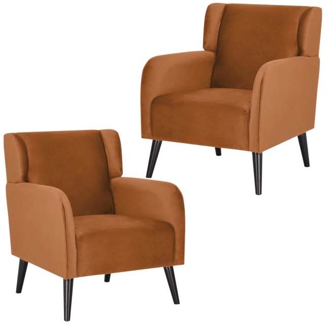 Bianca Set of 2 Accent Sofa Arm Chair Fabric Uplholstered Lounge