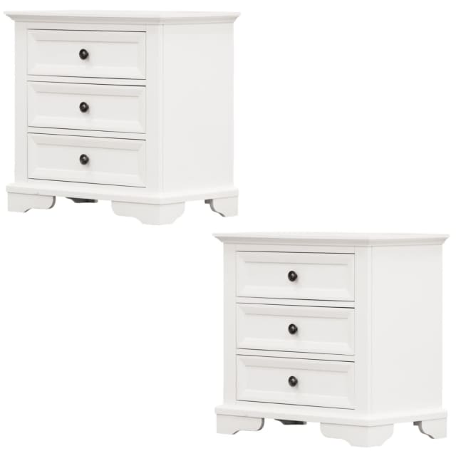 Celosia Bedside Table Set of 2pcs 3 Drawers Storage Nig