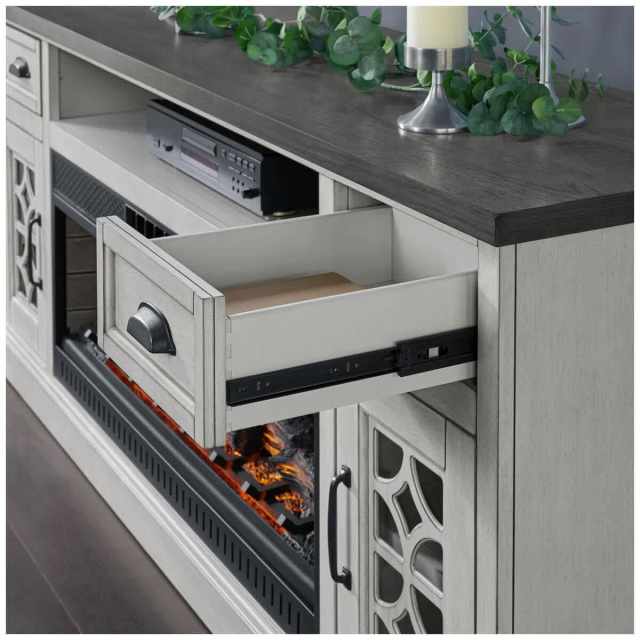 Bayside Furnishings TV Console With Electric Fireplace Entertainment