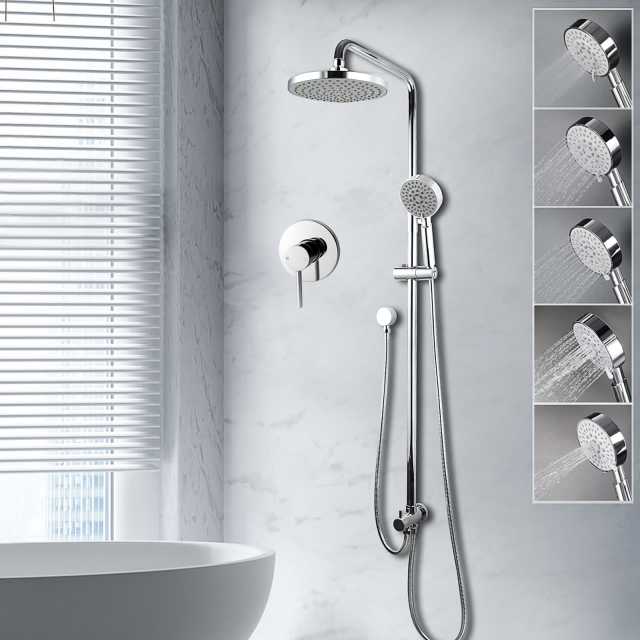 200mm Shower heads with 5 Modes Handheld Shower and Mixer Tap Set