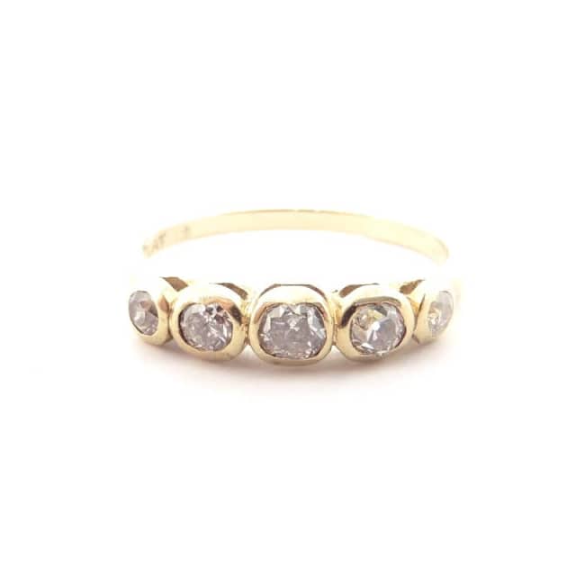 18ct Yellow Gold Antique Old Cut Diamond Ring 041600284364 Women's