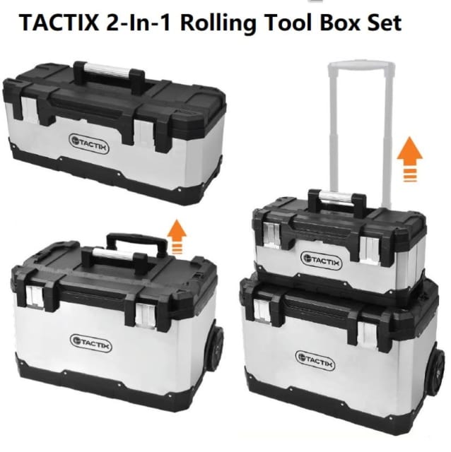 Wowmart Tactix 2in1 Stainless Steel Tool Box Tool Storage Trolley