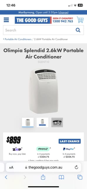 portable air conditioners at the good guys