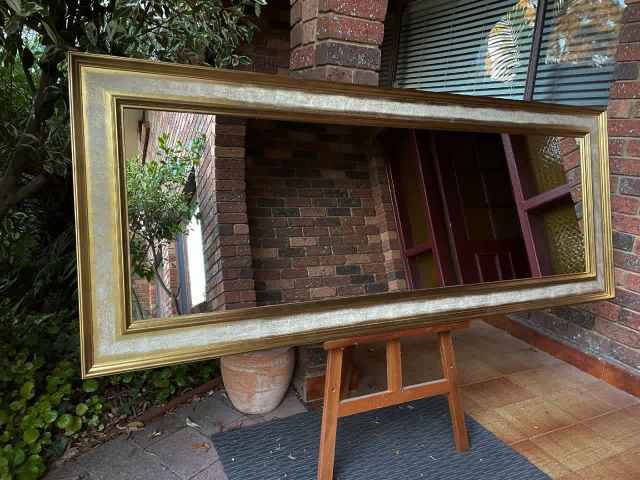 Aged Gold Mirror with a Bold Chunky Traditional Timber Frame 2Mx80cm ...