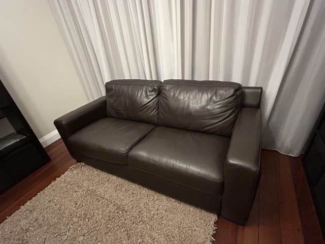 Freedom leather sofa bed | Sofas | Gumtree Australia Belmont Area ...