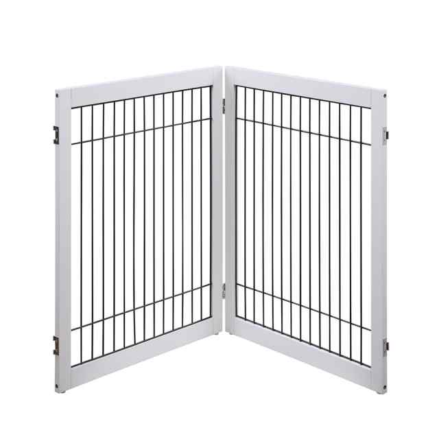 Wooden Dog Pen and Pet Gate TwoPanel Extension, White... Pet