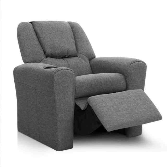 Keezi Kids Recliner Chair Grey Linen Soft Sofa Lounge Couch Children