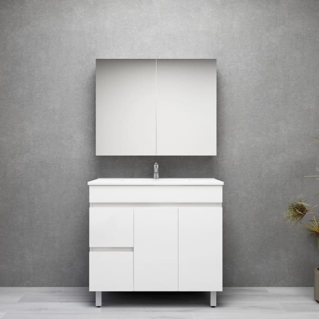 900x460x850mm Freestanding Bathroom Vanity With Legs Gloss White