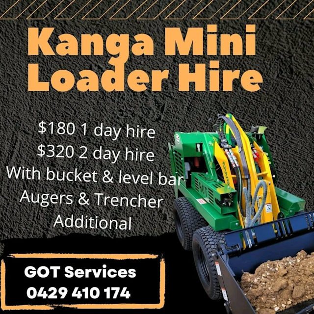 Kanga Mini Loader Hire 180 per day Cars, Trailers & Excavators Hire