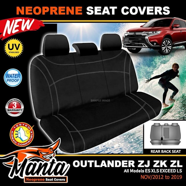 Manta Custom Neoprene REAR Seat Covers Mitsubishi OUTLANDER ZJ ZK ZL
