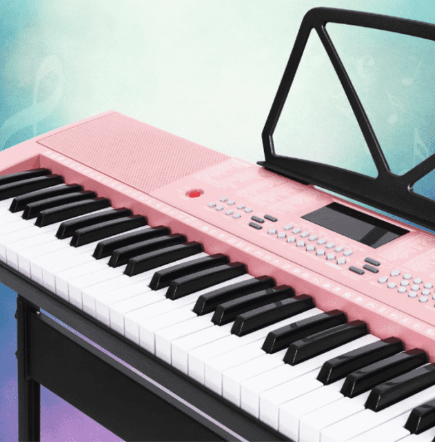 Pink Alpha 61 Keys Electronic Piano Keyboard Digital Electric & Stand