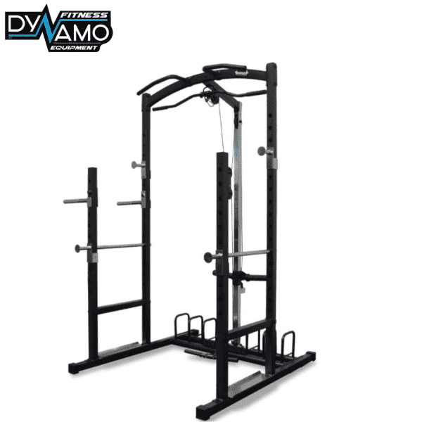Squat Rack with Lat Pulldown seated row pulleys dip bars Brand New