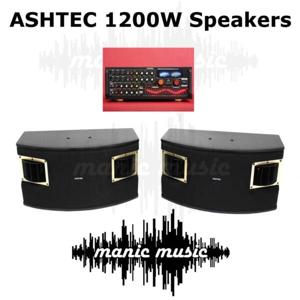 ASHTEC 1200W Bluetooth Mixer Amp Speakers 10 Channel Karaoke DJ