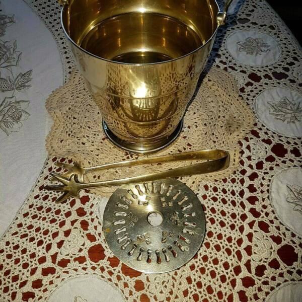 Antique Silver Plated ice bucket or pail and tongs with swing handle. Collectables Gumtree