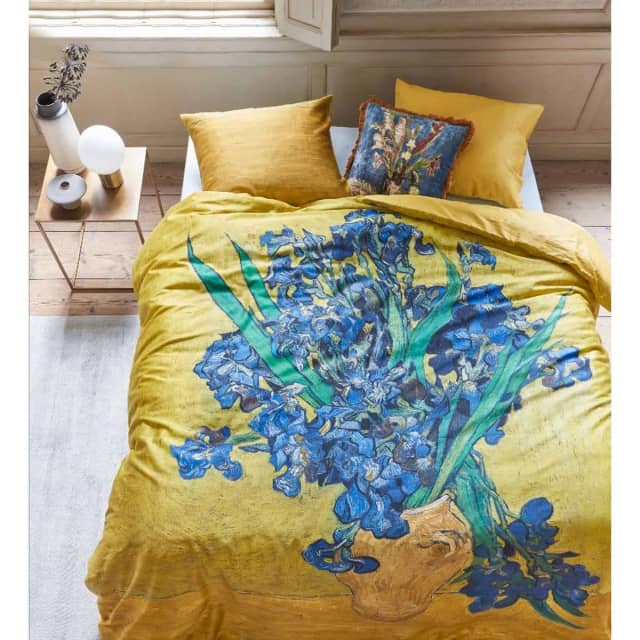 Irises Yellow Cotton Sateen Quilt Cover Set King... Manchester