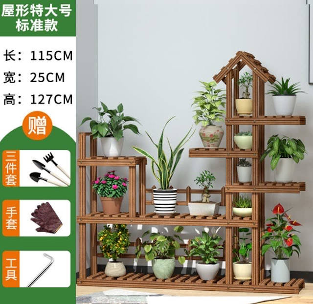 Garden Decor Wooden Flower Pot Plant Stand Rack Pots & Garden Beds