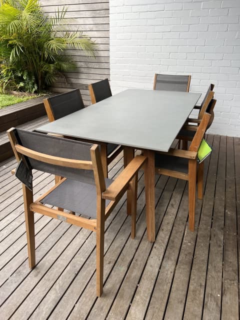 wood effect garden table and chairs