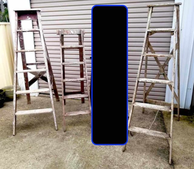 Vintage wooden step ladders 1 painters ladder & 2 others Ladders