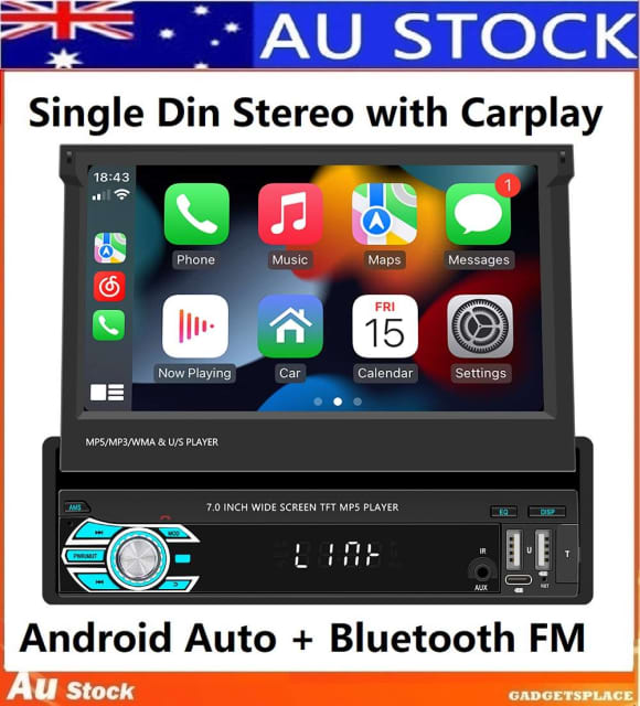 Single Din Car Radio Stereo flip out 7 inch For Carplay android auto