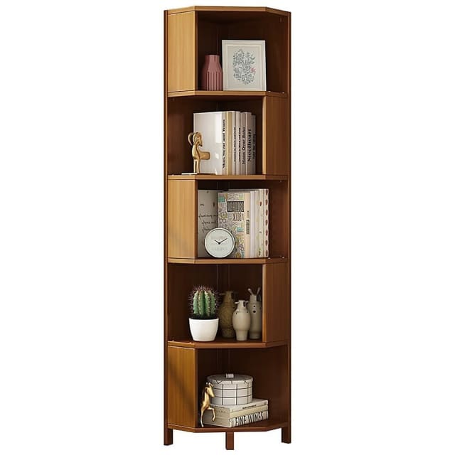 5Shelf Corner Bookcase Industrial Bookshelf Display Storage Stand