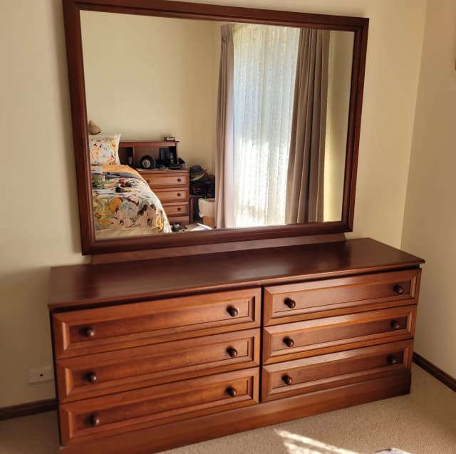 Dressing table with mirror & bedhead unit with bedside drawers