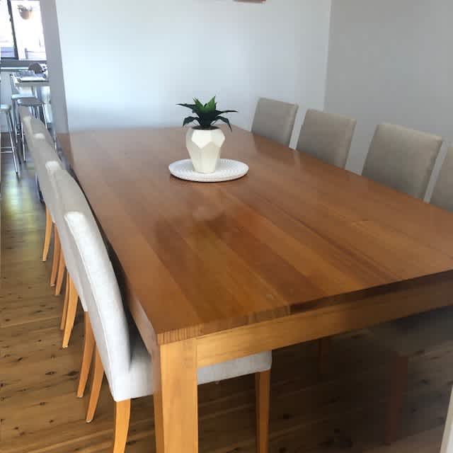 Jimmy Possum Tasmanian Oak Dining table with eight chairs Dining