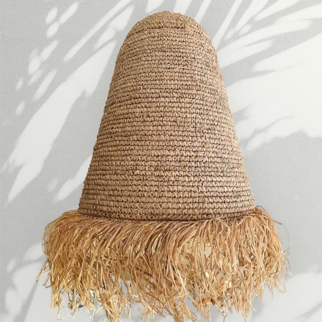 Large Woven Palm Leaf Raffia Rattan Wicker Lightshade PENDANT Ceiling