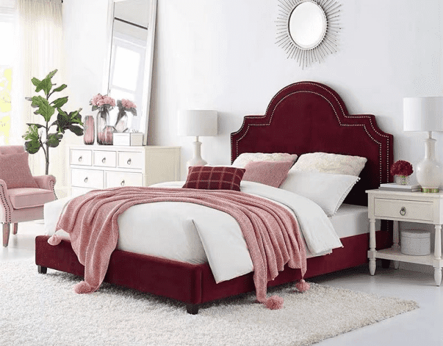 VELVET BED FRAME BUTTONED BEDHEAD CRISMON BLUE KING QUEEN DOUBLE NEW