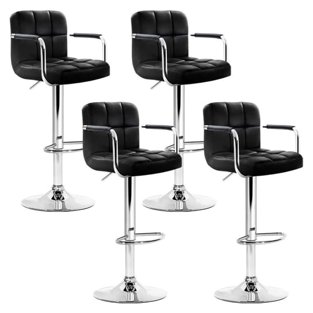 Artiss Set of 4 Bar Stools Gas lift Swivel Armrests Steel and Black