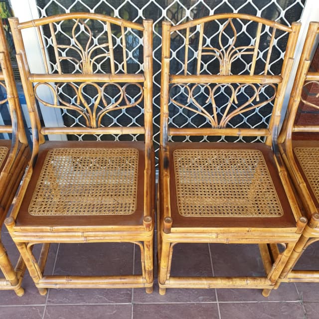 Bamboo Rattan Chairs Vintage 70s,Beach furniture,set of 4 (USED) Dining Chairs in Hillman WA