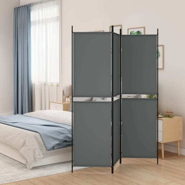 Cumru 3Panel Room Divider Anthracite 150x180 cm Fabric... Bookcases