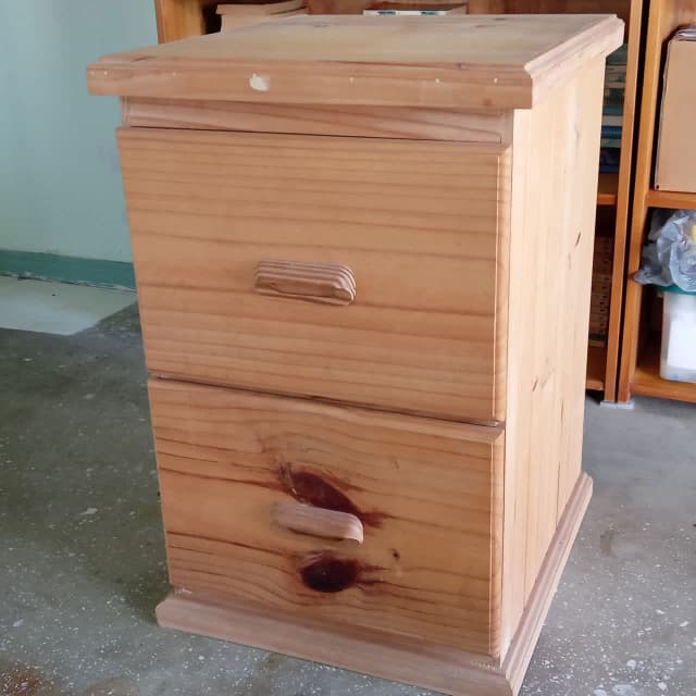 pine 2 drawer filing cabinet