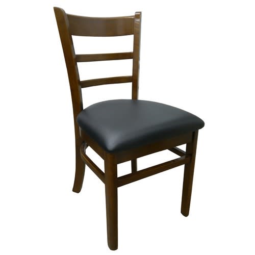 Teak Colour Timber Frame & Black Padded Seat Dining Chair Brumby
