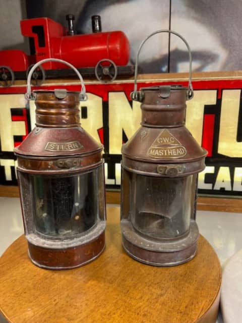 Vintage Copper Nautical Display Ship CWC Masthead & Hoplee Stern Lamps ...