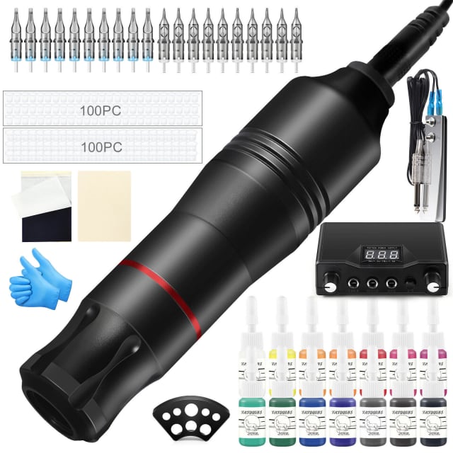 Full Tattoo Kit Rotary Tattoo Machine Pen Tattoo Gun Inks Power Supply