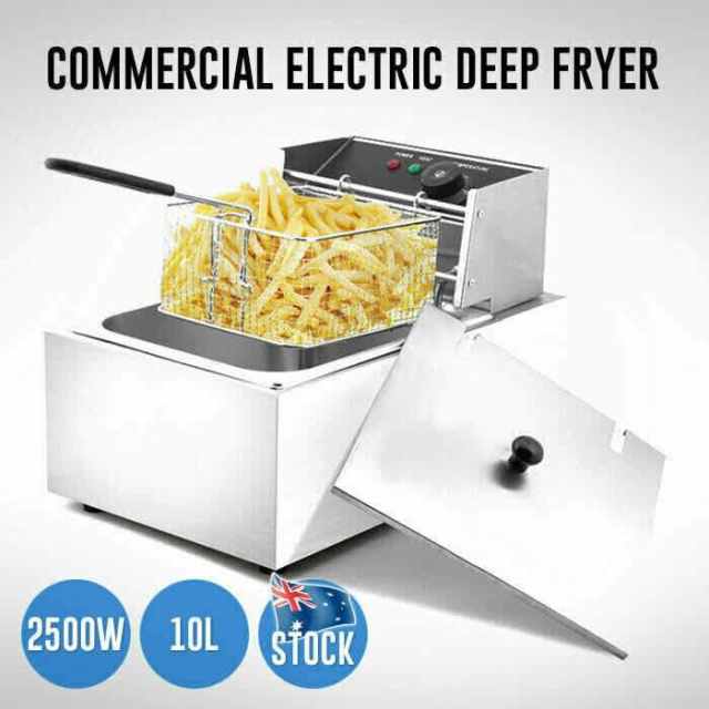 Electric Deep Fryer 10L Commercial Bench Top Single Stainless Steel AU