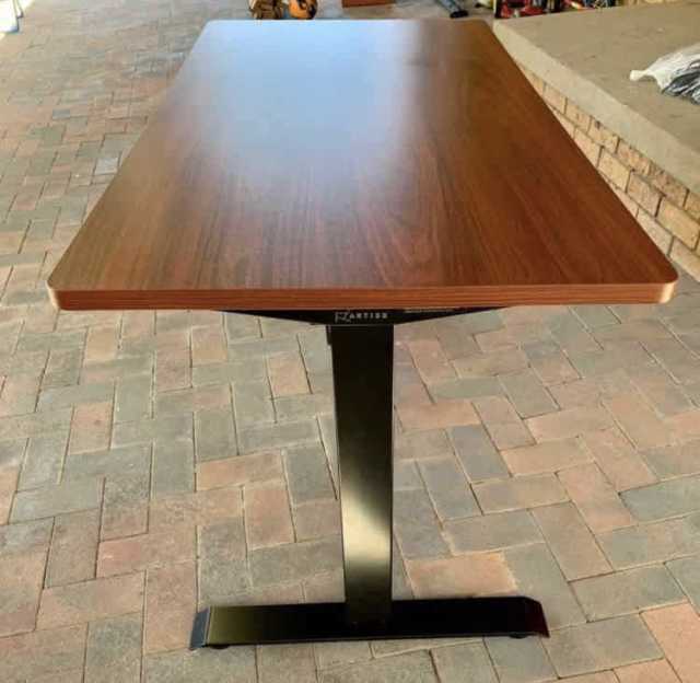 Electric Sit Stand Desk Black Walnut Top Black Frame 120cm or 140cm
