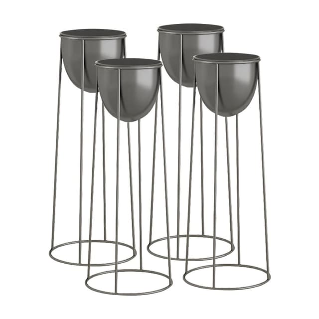 4X 50cm Round Wire Metal Flower Pot Stand with Black Flowerpot Ho