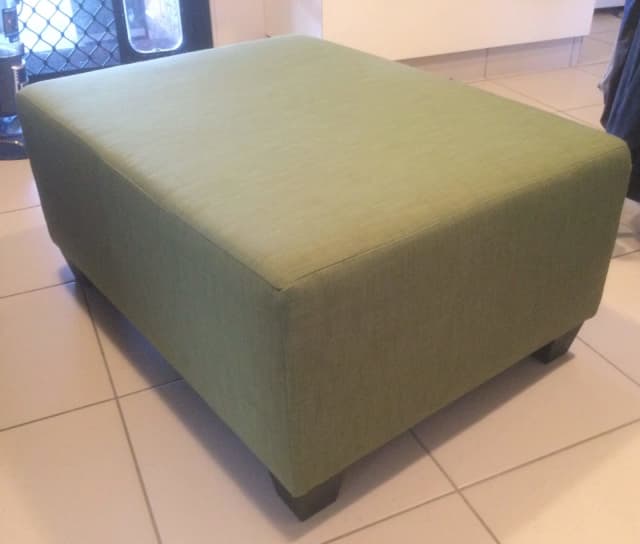 Coffee Table or Ottoman Autumn Green Fabric & Wood Legs Coffee Tables