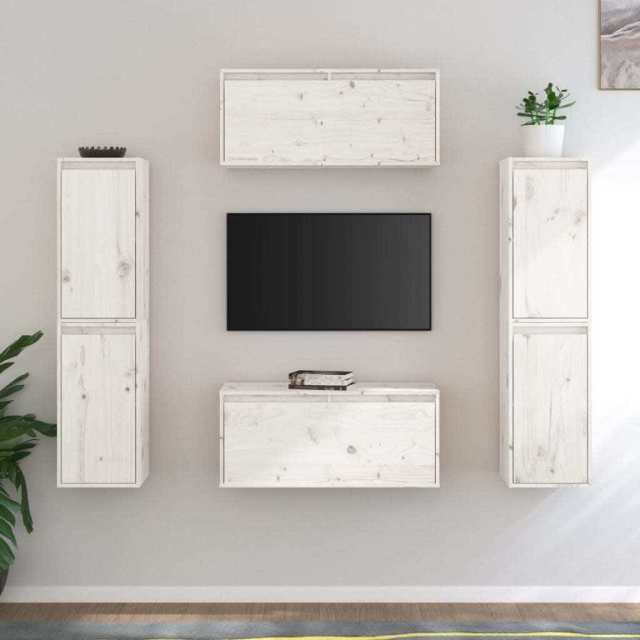 Buckie TV 6 pcs White Solid Wood Pine... Entertainment & TV Units in Spring Hill QLD