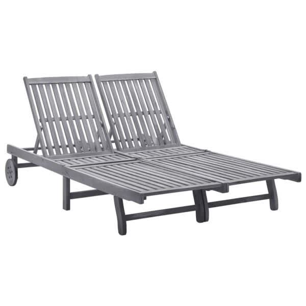 __2Person Sun Lounger Solid Acacia Wood__ Lounging & Relaxing