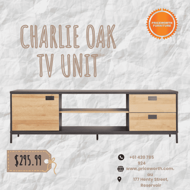 SUPER SALE!!! CHARLIE OAK TV UNIT FOR ONLY 295.99 Sale