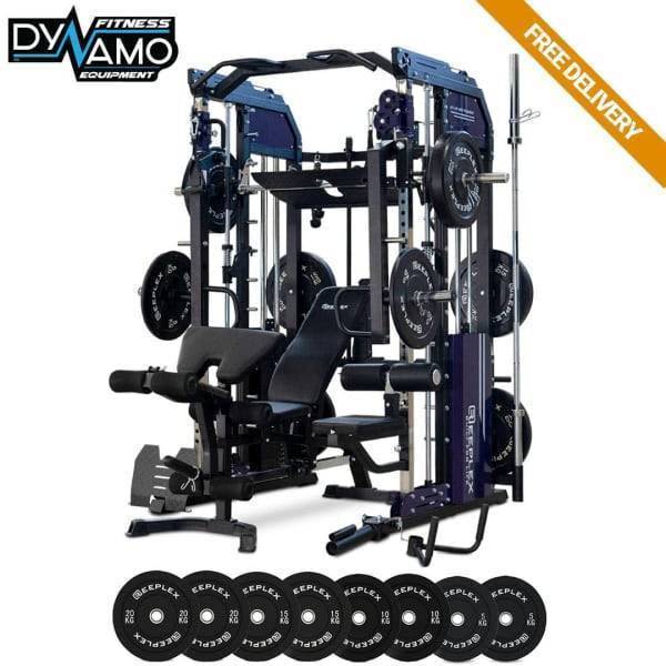 MultiStation Home Gym with Bench, 100kg Barbell & Weight, Jammer Arms