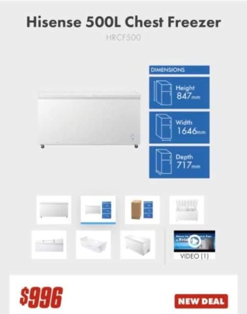HISENSE 500 LITRES CHEST FREEZER Fridges & Freezers Gumtree Australia Adelaide City