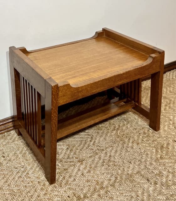 Vintage Arts and crafts style solid Teak wooden side lamp table. Buffets & Side Tables