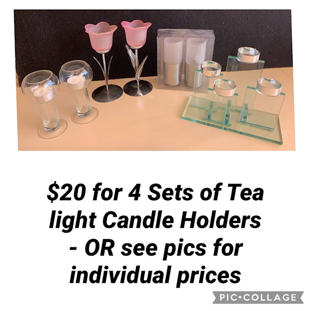 TEALIGHT CANDLE HOLDER 4 SETS FOR 20 Various see pics Decorative