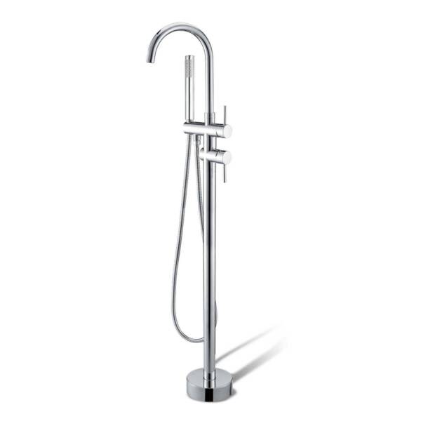 Round Chrome Freestanding Bath Mixer with handheld shower Building